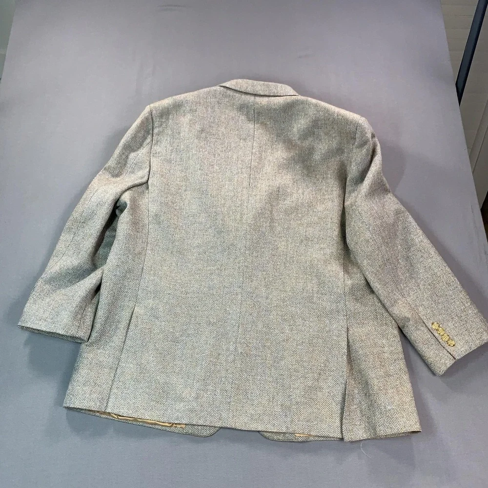 Southwick Blazer Mens 50R Beige Herringbone Wool Tweed Sport Coat‎ Made In USA